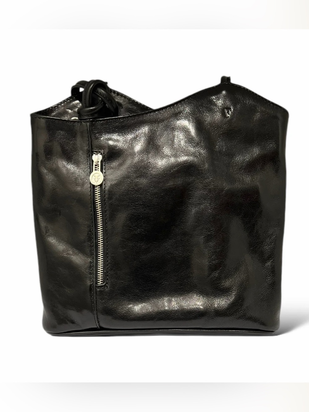 Antonella Ferrante Made in Italy Genuine Leather Black Shoulder Bag & Backpack